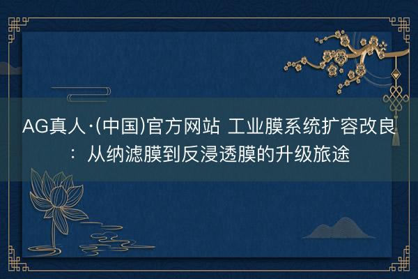 AG真人·(中国)官方网站 工业膜系统扩容改良：从纳滤膜到反浸透膜的升级旅途