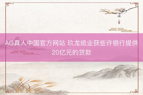 AG真人中国官方网站 玖龙纸业获些许银行提供20亿元的贷款