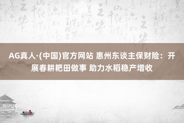 AG真人·(中国)官方网站 惠州东谈主保财险:开展春耕耙田做事 助力水稻稳产增收
