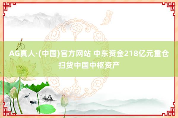 AG真人·(中国)官方网站 中东资金218亿元重仓扫货中国中枢资产